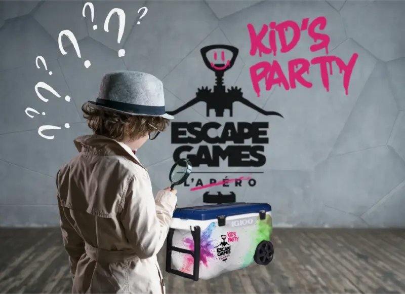 Enfant détective avec la glacière Kid's Party - Escape Game anniversaire - La Grande Évasion
